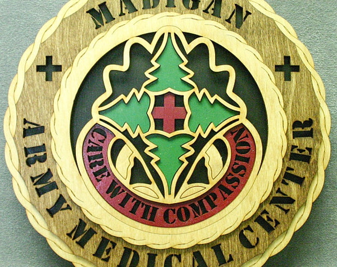 Custom 12" Wood Madigan Army Medical Center Wall Tribute - FREE SHIPPING