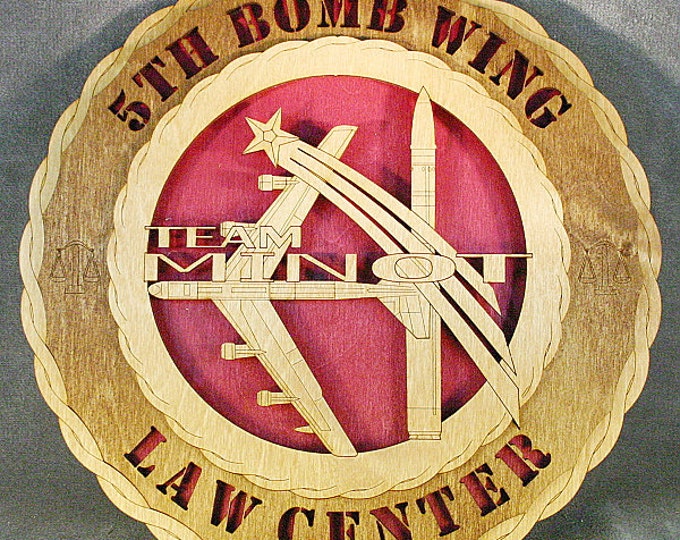 Custom 12" Wood 5th Bomb Wing Law Center - Wall Tribute - FREE SHIPPING