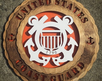 Custom Coast Guard Wood Wall Plaque - 8" Tribute