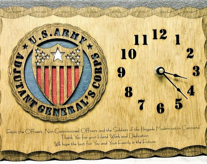 Custom 8x12" Army Adjutant General's Clock - FREE SHIPPING