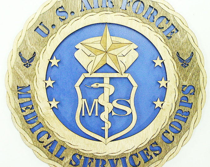 Custom 12"or 18" Wood Air Force Medical Services Corps  Wall Tribute