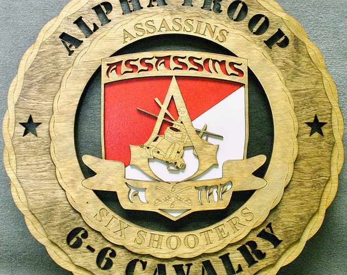 Custom 12" Wood US Army 6-6th Cavalry Wall Tribute - FREE SHIPPING