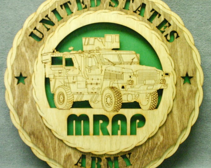 Custom 12" Wood US Army MRAP Wall Tribute - FREE Shipping