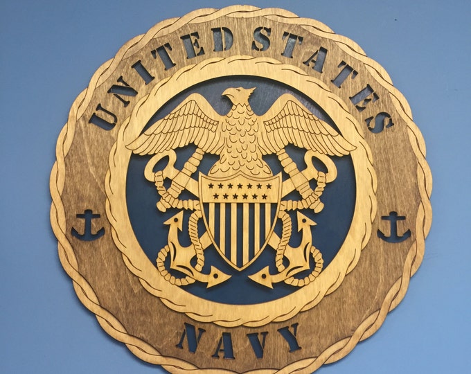 Custom Large 18" Wood Navy Wall Tribute - FREE SHIPPING!