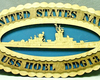 Custom USS Hoel DDG13 Wood Ship Wall Plaque - 12" Navy Tribute