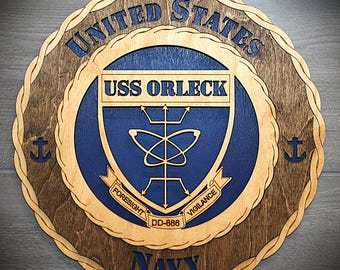 USS Orleck  DD886 Navy Ship Wall Tribute Plaque (6-24 Inch)