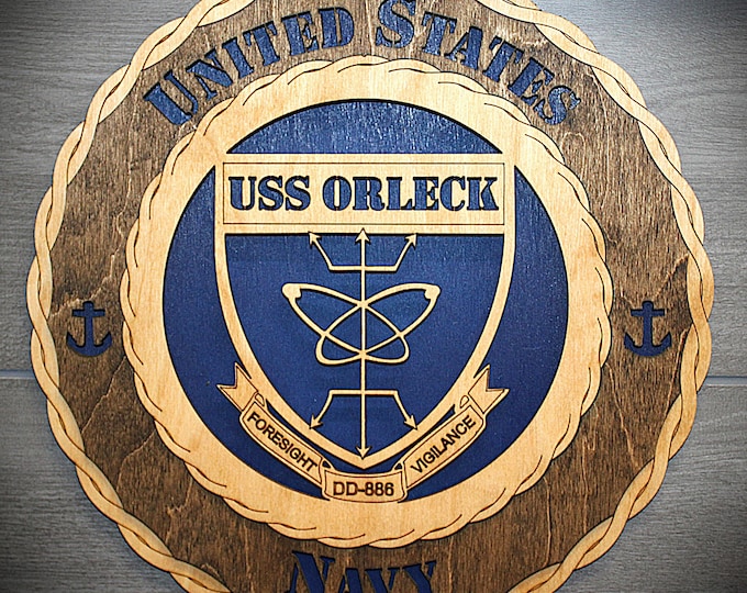 USS Orleck  DD886 Navy Ship Wall Tribute Plaque (6-24 Inch)
