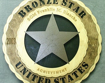 Bronze Star Wall Plaque: 3D Layered Tribute (12 inch)