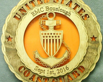 CUSTOM  Personalized 12" Wood Coast Guard Chief Wall Tribute - FREE SHIPPING