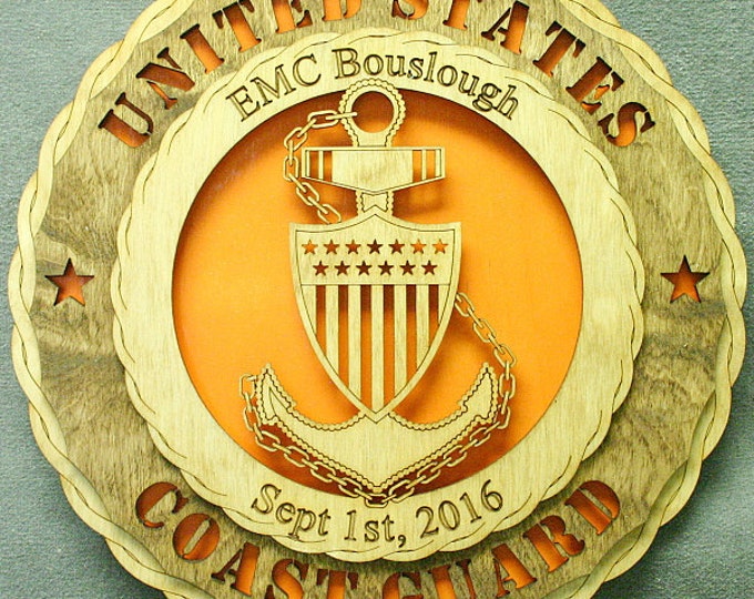 CUSTOM  Personalized 12" Wood Coast Guard Chief Wall Tribute - FREE SHIPPING