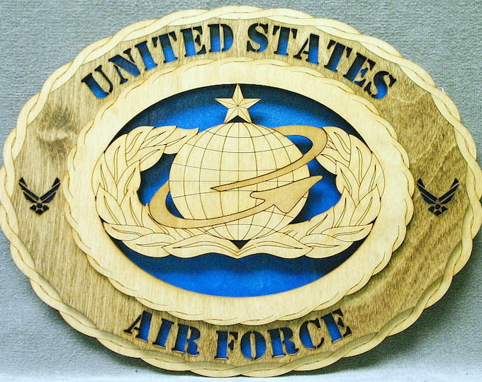 Custom 12" Wood US Air Force Craftsman Personnel Badge Wall Tribute - FREE SHIPPING