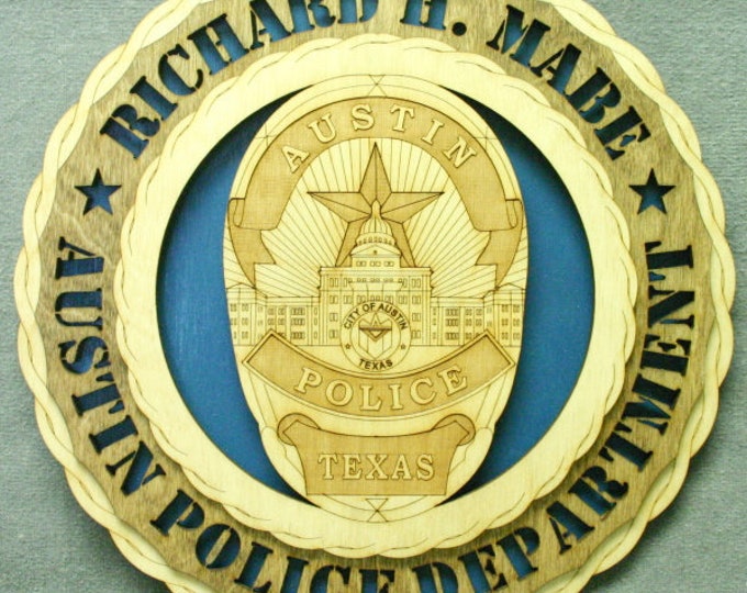Custom 12"or 18" Wood Austin Police Department Wall Tribute
