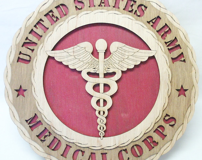 Custom 12" Wood US Army Medical Corps Wall Tribute - FREE SHIPPING