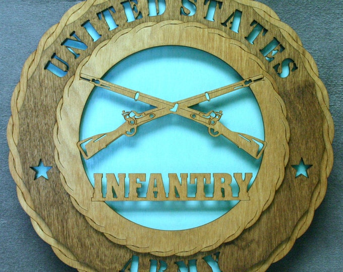 Custom 12" Wood Army Infantry Wall Tribute - FREE SHIPPING