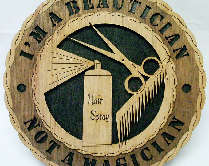 Custom 12" Wood Beautician Wall Tribute - FREE SHIPPING