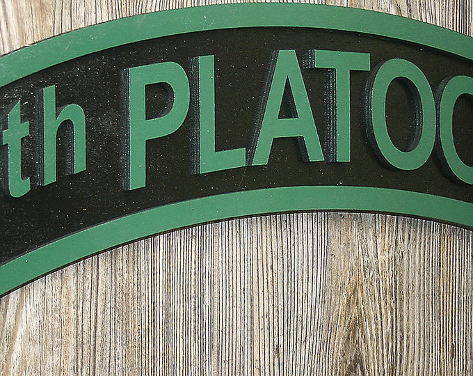 Large 18 inch 4th Platoon Tab Green  & Black