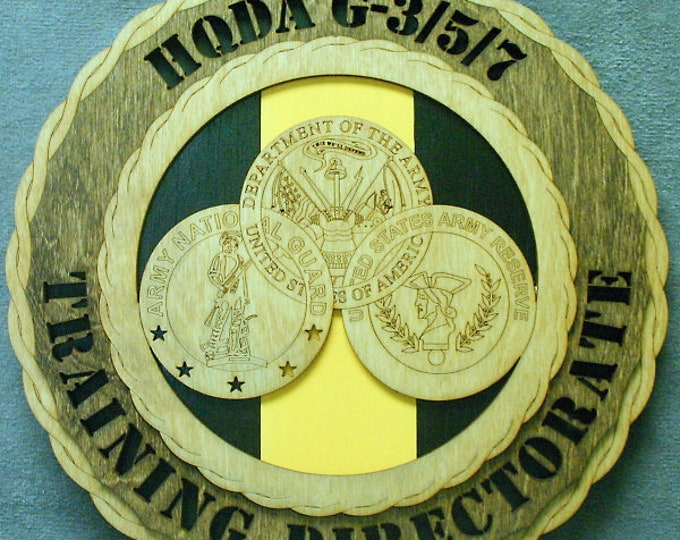 Custom 12"or 18" Wood Army HQDA G-3/5/7 Training Directorate Wall Tribute