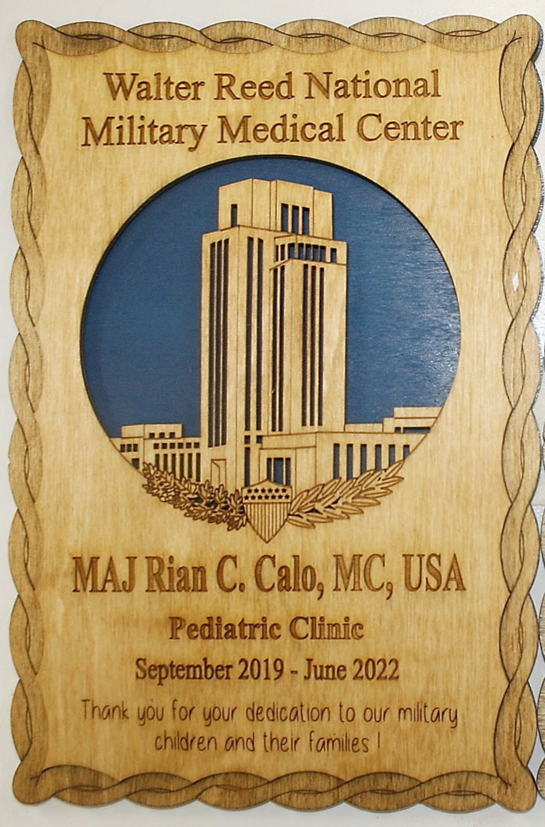 Custom Walter Reed Appreciation Plaque: 3D Military Gift - Etsy