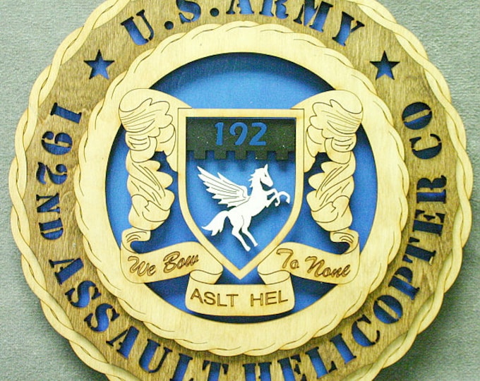 Custom 12" Wood US Army 192nd AHC Wall Tribute - Free Shipping