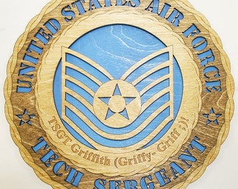 12" and 18"  Air Force Tech Sergeant Rank Wall Tribute