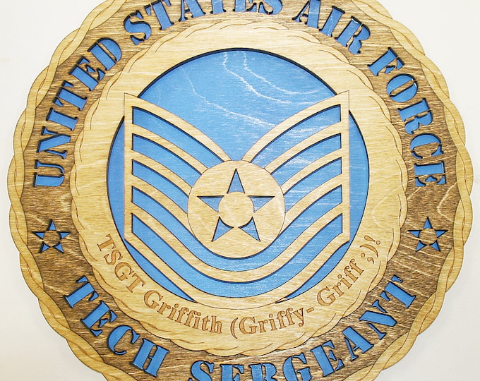 12" and 18"  Air Force Tech Sergeant Rank Wall Tribute
