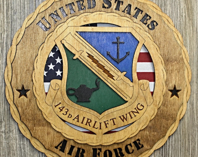 Custom 12" Air Force 143rd Airlift Wing - Wall Tribute - FREE SHIPPING