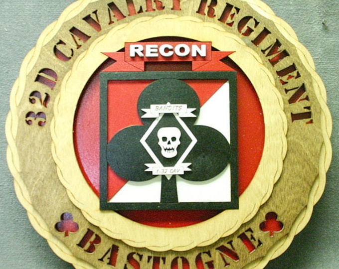 Custom 12" Wood 32D Cavalry Regiment Wall Tribute - FREE Shipping