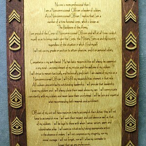 Custom NCO Creed Plaque