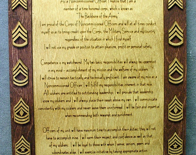 Custom NCO Creed Plaque