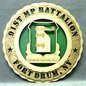 Custom 12&quot; Wood US Army 91st MP Bn Wall Tribute - Free Shipping