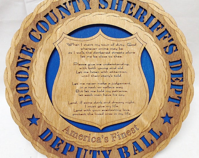 Custom 12" Police Badge with Prayer Wall Tribute - FREE SHIPPING