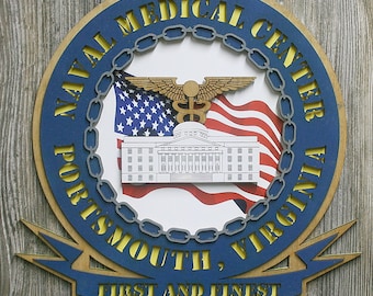 Custom Navy Medical Center Wood Wall Plaque - 12 inch