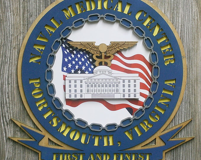 Custom 12" Wood Navy Medical Center Wall Tribute - FREE SHIPPING