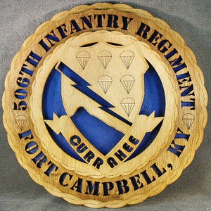 Custom 12&quot;or 18&quot; Wood Army  506th Infantry RGT Curahee