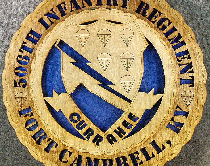 Custom 12"or 18" Wood Army  506th Infantry RGT Curahee