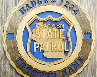Wisconsin State Police Wall Tribute - All 50 State Trooper Plaques Available !!!