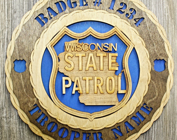 Wisconsin State Police Wall Tribute - All 50 State Trooper Plaques Available !!!