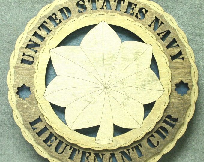 Custom 12" Wood US Navy LtCdr Wall Tribute - Personalized - FREE SHIPPING