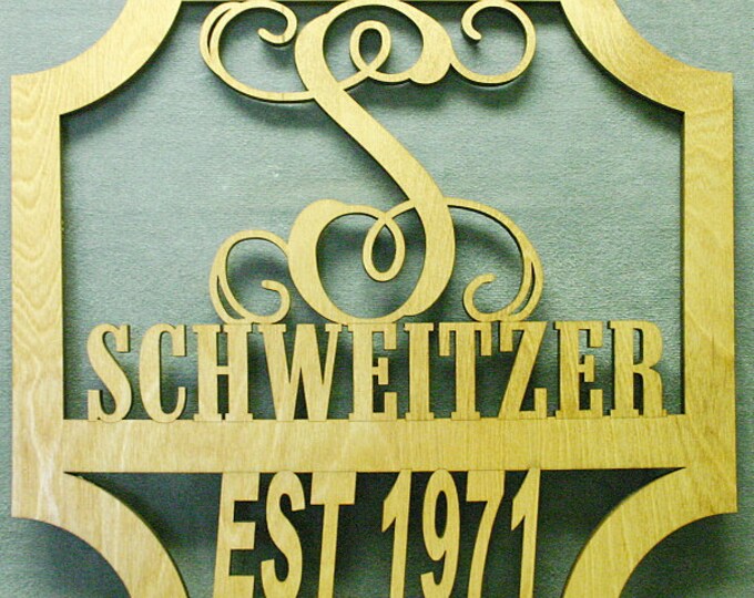 18 inch Square Name Date Door Hanger