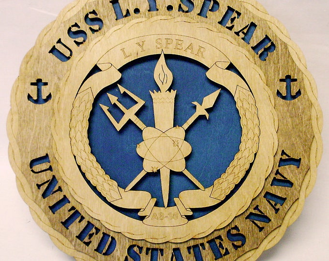 Custom 12"or 18" Wood Navy USS LY Spear Wall Tribute
