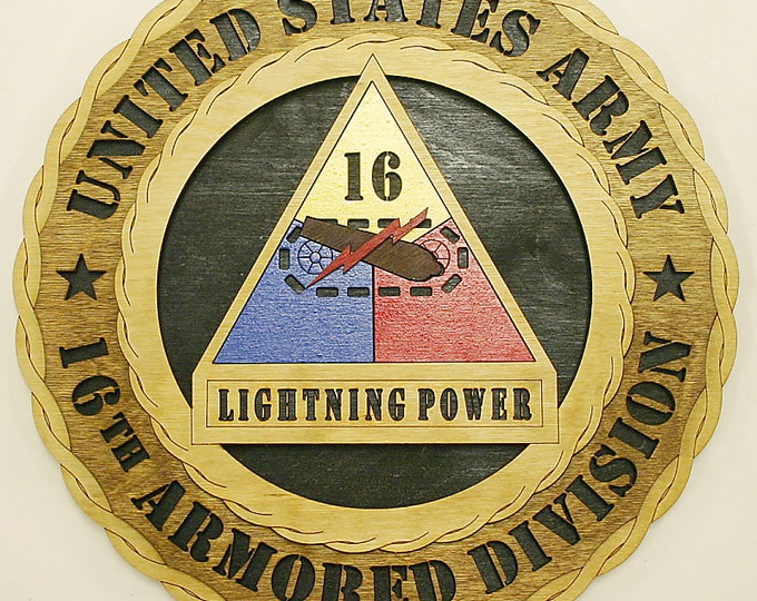 Army 16th Armored Division Wall Tribute - FREE SHIPPING