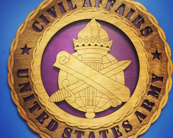 Custom 12" Wood US Army Civil Affairs Wall Tribute - FREE SHIPPING