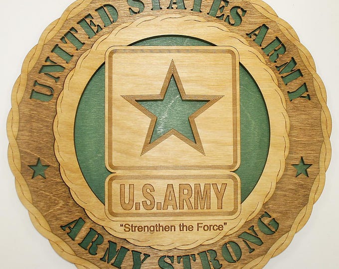 Custom 12" Wood US Army Strong Wall Tribute - Free Shipping