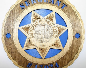 Custom 12"or 18" Wood California Highway Patrol Wall Tribute