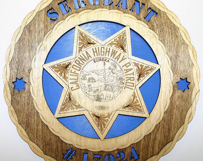 Custom 12"or 18" Wood California Highway Patrol Wall Tribute