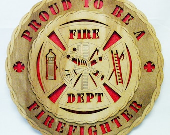 Wood Firefighter Wall Plaque: 3D Tribute (12 inch)