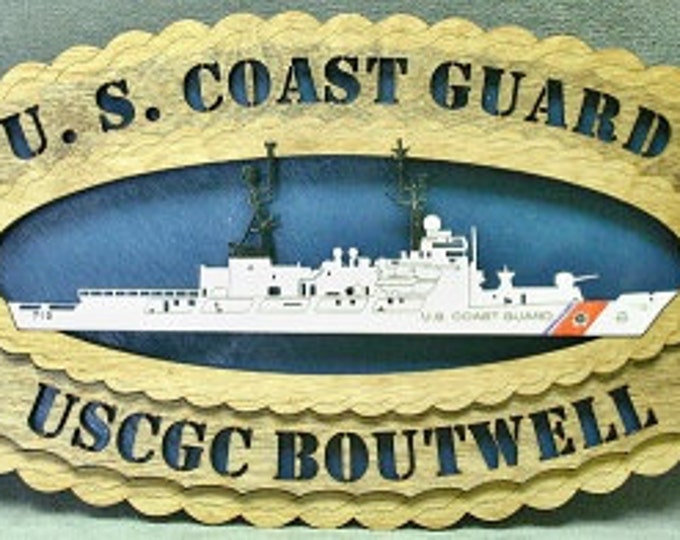 Custom 8x12" Wood US Coast Guard USS Boutwell Wall Tribute