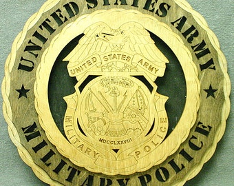 12" Wood US Army Military Police Badge Wall Plaque