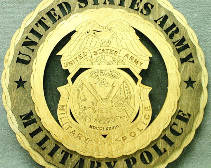 Custom 12" Wood US Army Military Police Badge- Free Shipping