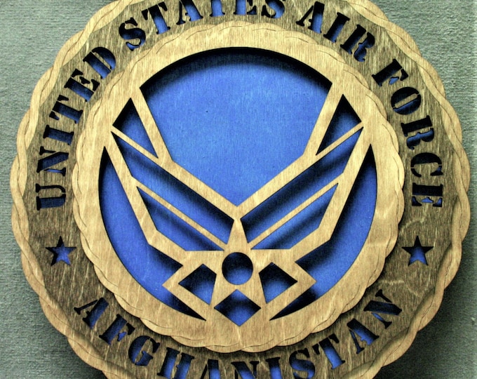 Custom 12" Wood US Air Force Wings Afghanistan Wall Tribute - FREE SHIPPING